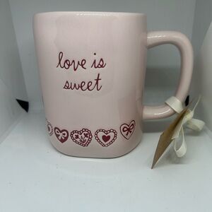 Pink Ceramic Mug with Heart Design By Rae Dunn